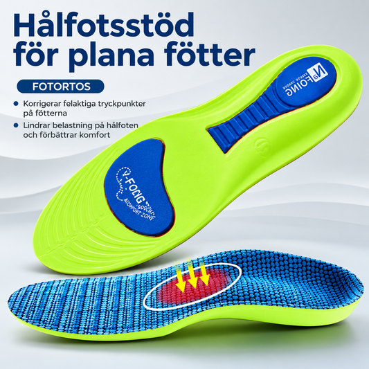 Ortopediska sulor för fötter – Sportiga stötdämpande skoinlägg med hålfotsstöd för plantarfasciit, för dam och herr